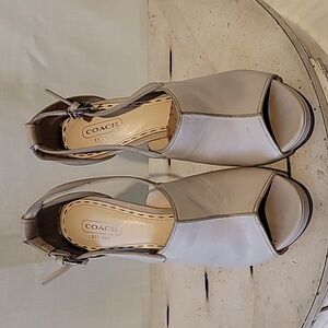 Coach Beige Leather Slingback Heels Shoes